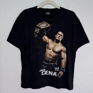 WWE John Cena Shirt Boys XL Championship Belt Wrestling Kids Tee Black 2008 Vtg